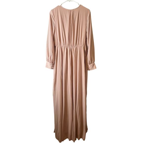 Baltic Born Lydia Maxi Dress Medium Pale Pink Faux Wrap Sheer Sleeves‎ New - Picture 6 of 8